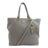 Prada Gray Vitello Phenix Shopping Tote Bag