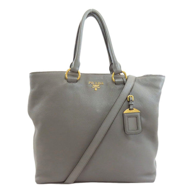 Prada Gray Vitello Phenix Shopping Tote Bag