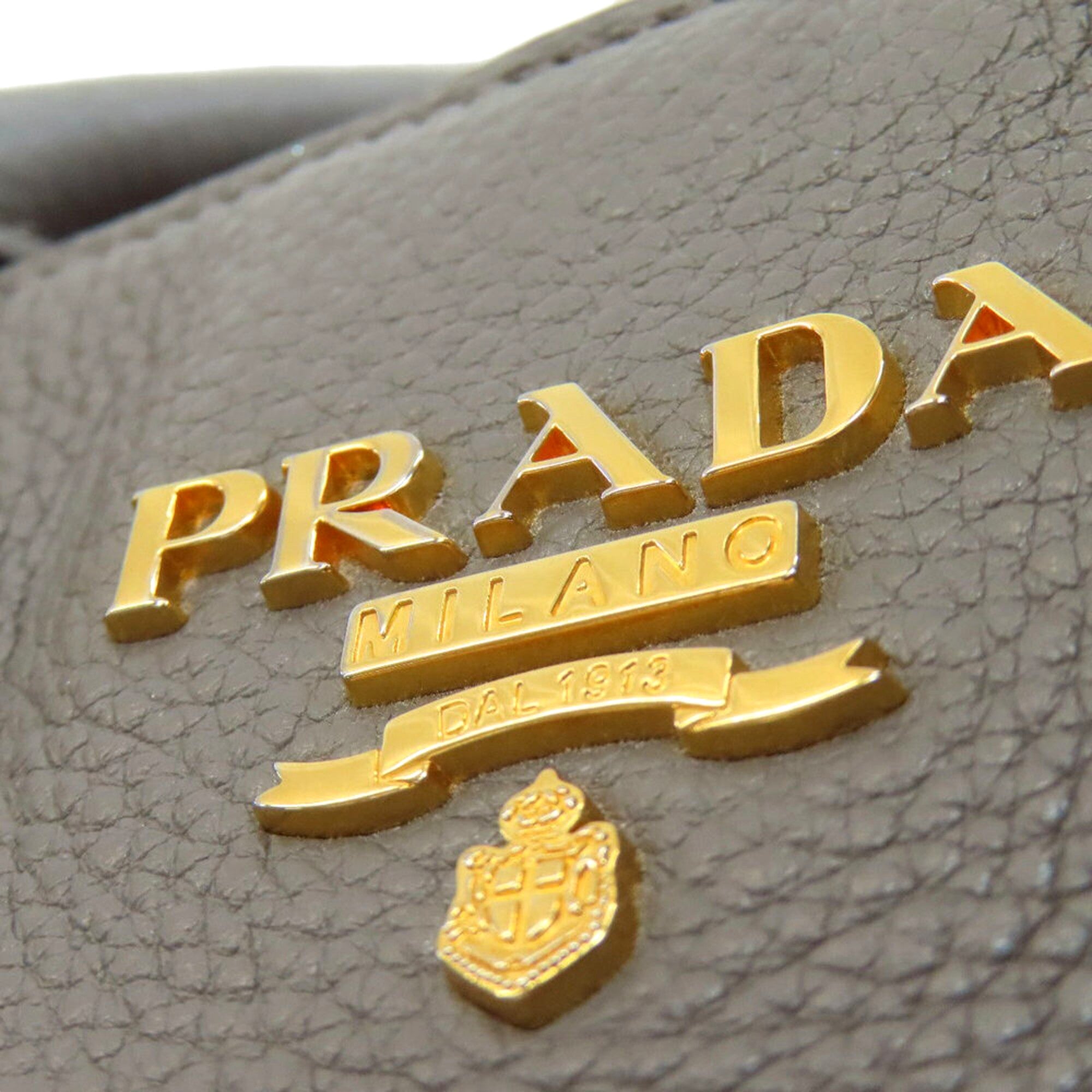 Prada Gray Leather Shopping Tote Bag | Queen Bee of Beverly Hills