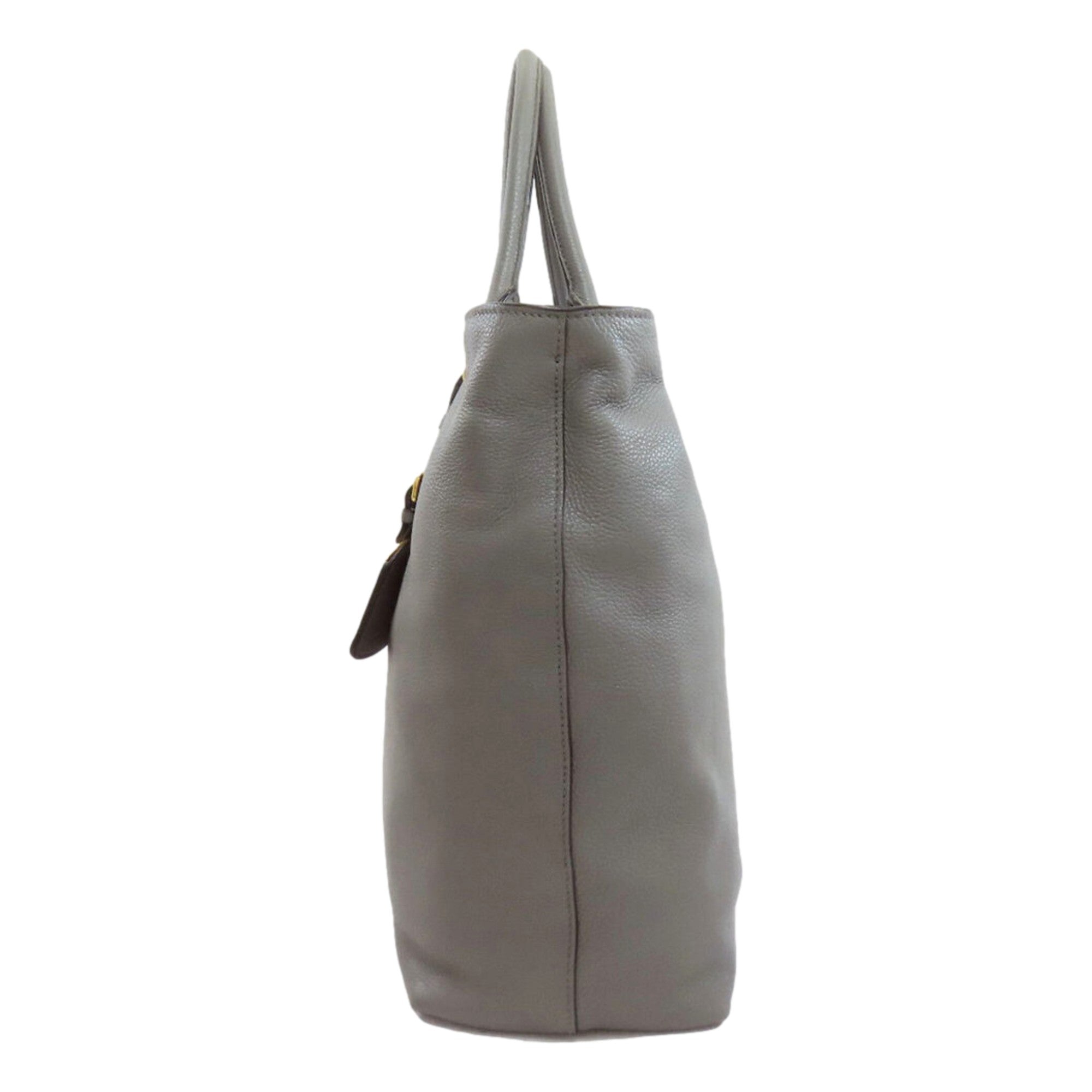 Prada Gray Leather Shopping Tote Bag | Queen Bee of Beverly Hills