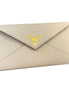 Prada Grey Vitello Grain Leather Long Envelope Wallet available at Queen Bee of Beverly Hills