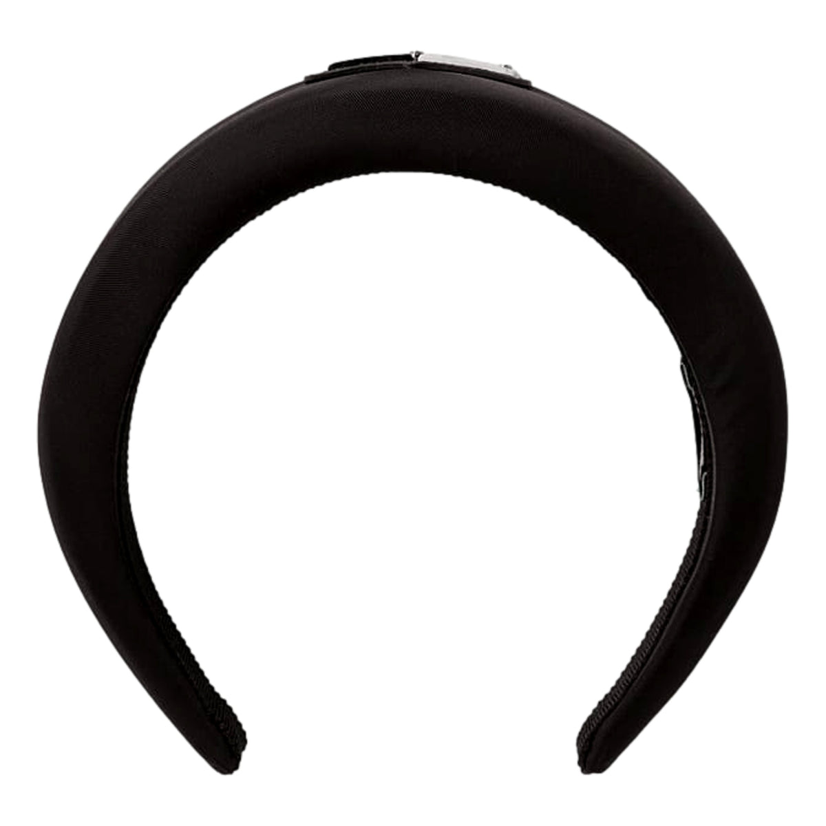 Prada Black Tessuto Nylon Padded Headband with Triangle Logo - available at Queen Bee of Beverly Hills. 