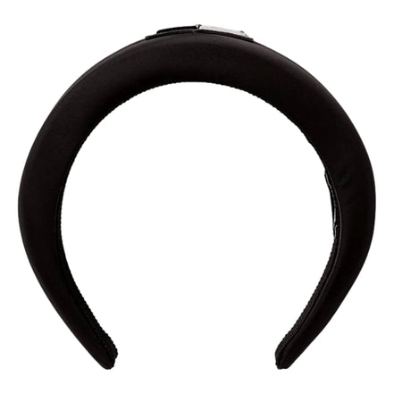 Prada Black Tessuto Nylon Padded Headband with Triangle Logo - available at Queen Bee of Beverly Hills. 