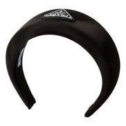 Prada Black Tessuto Nylon Padded Headband with Triangle Logo - available at Queen Bee of Beverly Hills. 