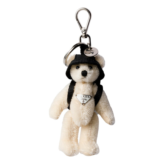 Prada Leo Teddy Bear Cotton Mohair Bag Charm Keychain - available at Queen Bee of Beverly Hills. 