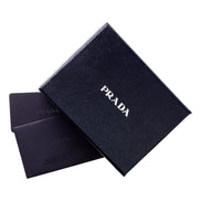 Prada Marmo Marble Grey Vitello Daino Leather Silver Logo Trifold Wallet available at Queen Bee of Beverly Hills