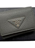 Prada Marmo Marble Grey Vitello Daino Leather Silver Logo Trifold Wallet available at Queen Bee of Beverly Hills