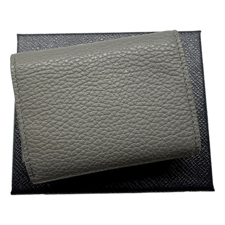 Prada Marmo Marble Grey Vitello Daino Leather Silver Logo Trifold Wallet available at Queen Bee of Beverly Hills