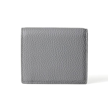 Prada Marmo Marble Grey Vitello Daino Leather Silver Triangle Logo Bifold Wallet available at Queen Bee of Beverly Hills