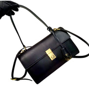 Prada Soft Sound Medium Black Soft Grain Leather Shoulder Bag - available at Queen Bee of Beverly Hills.