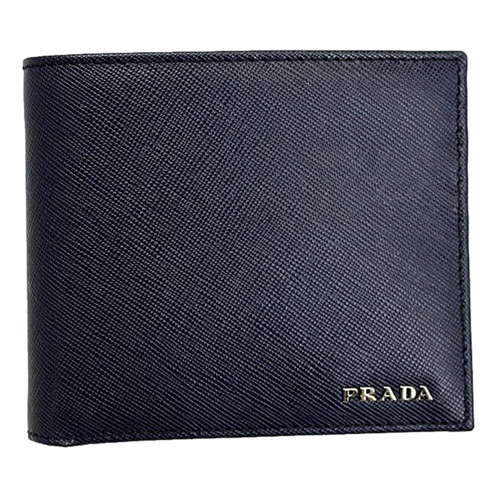 Prada Men's Baltico Blue Leather Logo Plaque Bifold Wallet 2MO738 at_Queen_Bee_of_Beverly_Hills