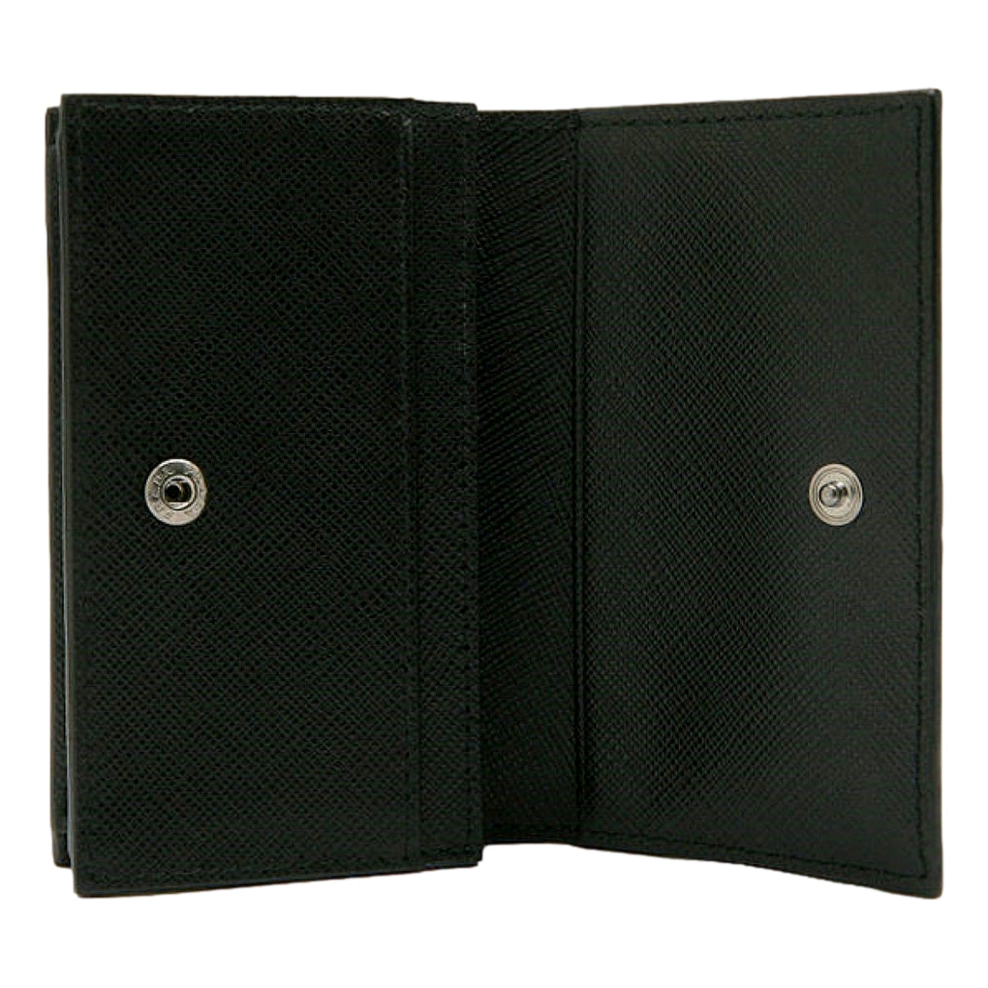 Prada Mens Saffiano Flap Card Holder Wallet Black available at Queen Bee of Beverly Hills