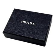 Prada Mens Vitello Micro Grain Black Leather Triangle Logo Bifold Wallet available at Queen Bee of Beverly Hills