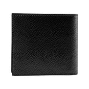 Prada Mens Vitello Micro Grain Black Leather Triangle Logo Bifold Wallet available at Queen Bee of Beverly Hills