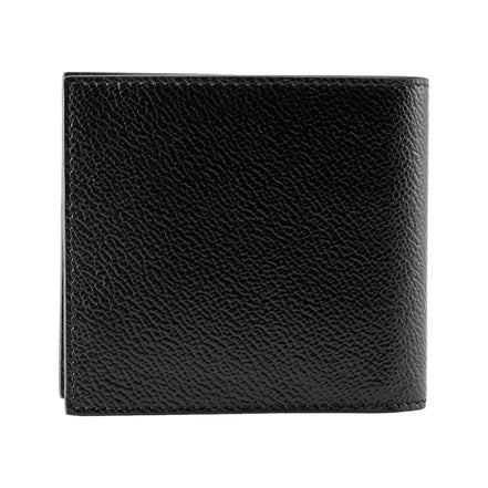 Prada Mens Vitello Micro Grain Black Leather Triangle Logo Bifold Wallet available at Queen Bee of Beverly Hills