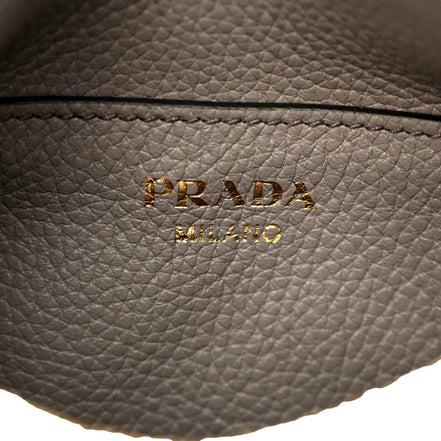 Prada Vitello Phenix Zippered Messenger Hobo Grey Leather Shoulder Bag