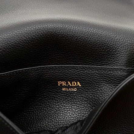 Prada Milano Black Small Leather Crossbody Bag Web Stripe Strap available at Queen Bee of Beverly Hills