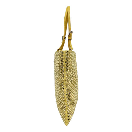 Prada Mini Satin Crystal Embellished Double Handle Crossbody Handbag Yellow available at Queen Bee of Beverly Hills