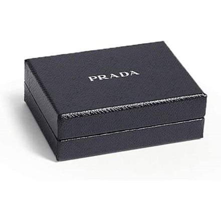 Prada Nero Black Vitello Leather Card Holder Triangle Logo available at Queen Bee of Beverly Hills