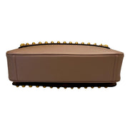 Prada Pattina Glace Calf Leather Cammeo Beige Gold Studded Bag available at Queen Bee of Beverly Hills