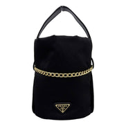 Prada Petit Sac Noir Mini Re-Nylon and Nappa Leather Bucket Bag Black - availablel at Queen Bee of Beverly Hills. 