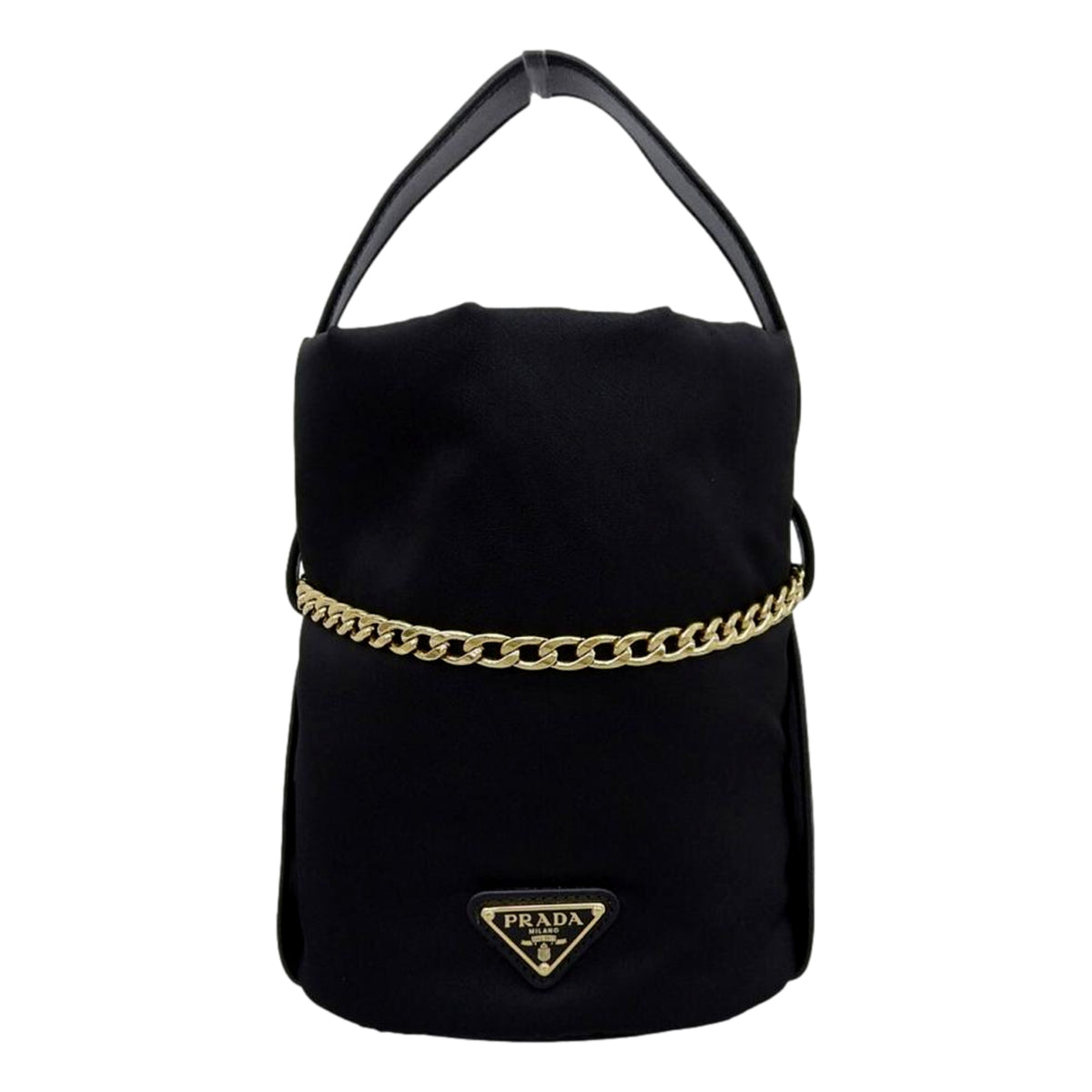 Prada Petit Sac Noir Mini Re-Nylon and Nappa Leather Bucket Bag Black - availablel at Queen Bee of Beverly Hills. 