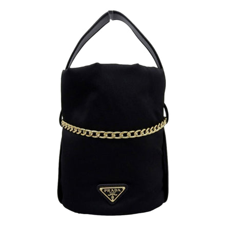 Prada Petit Sac Noir Mini Re-Nylon and Nappa Leather Bucket Bag Black - availablel at Queen Bee of Beverly Hills. 