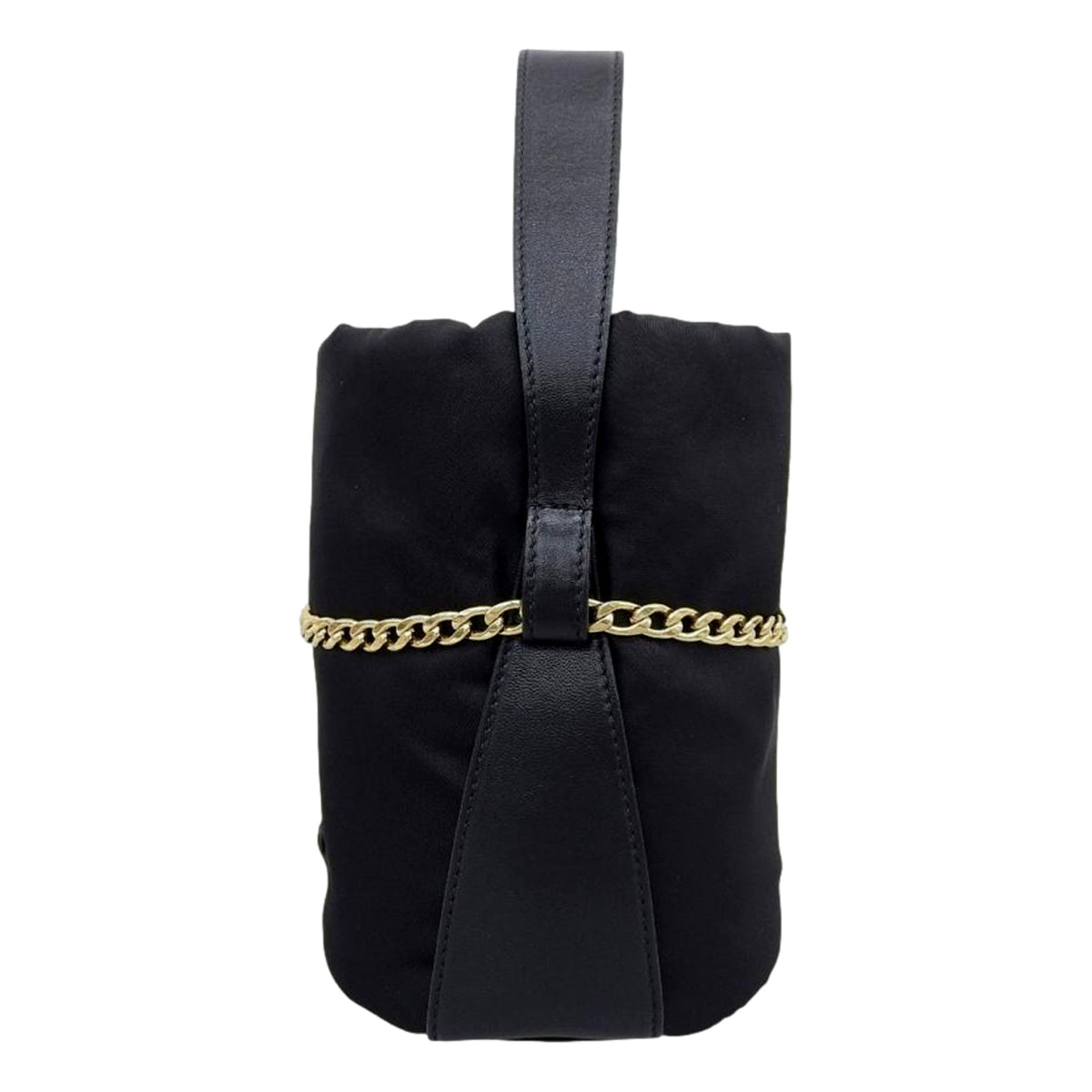 Prada Petit Sac Noir Mini Re-Nylon and Nappa Leather Bucket Bag Black - availablel at Queen Bee of Beverly Hills. 