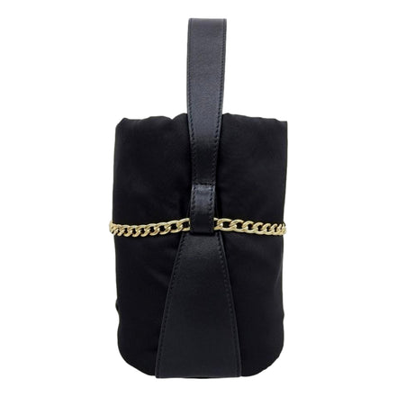 Prada Petit Sac Noir Mini Re-Nylon and Nappa Leather Bucket Bag Black - availablel at Queen Bee of Beverly Hills. 
