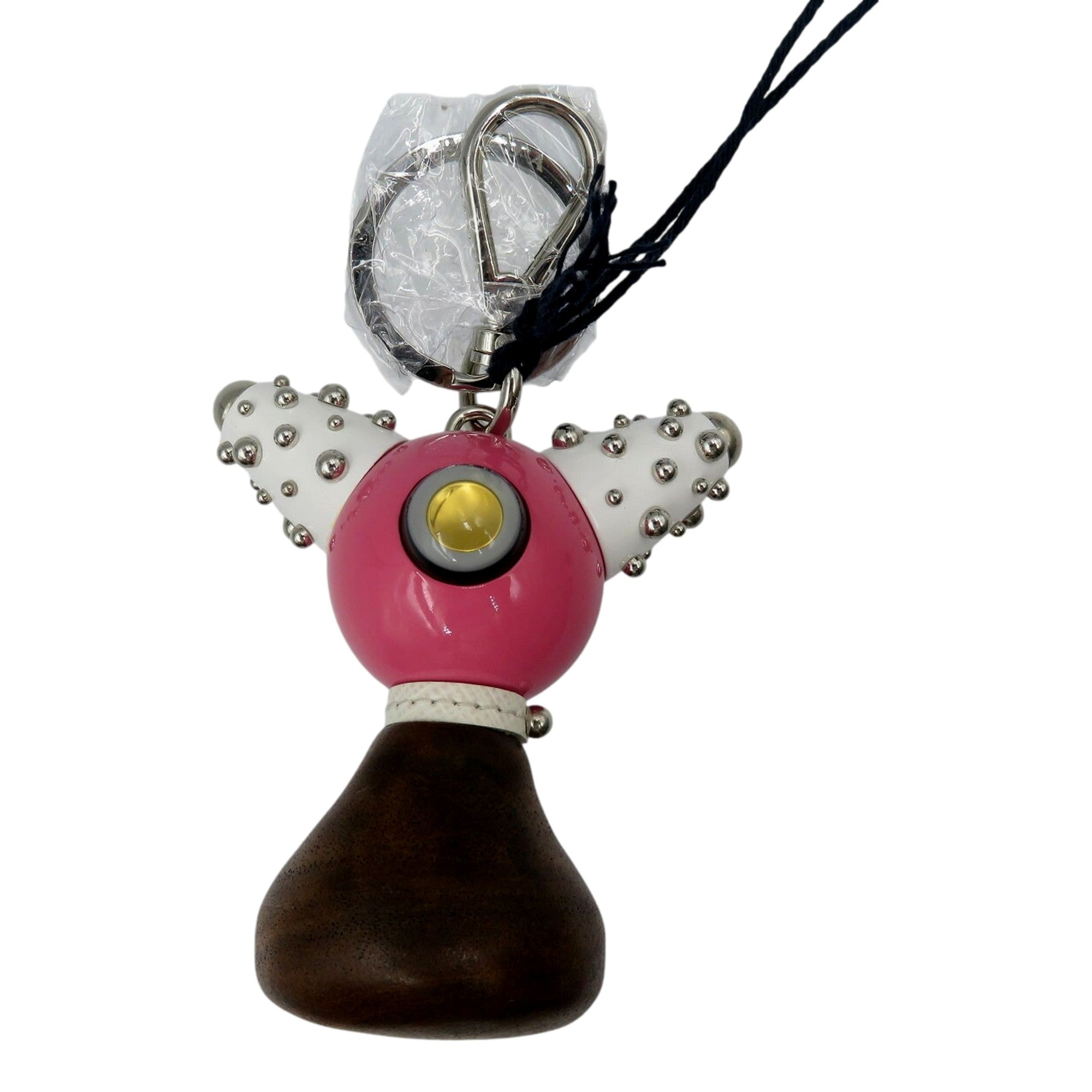 Prada Pradamalia Trick Robot Wood and Metal Begonia Pink Bag Charm