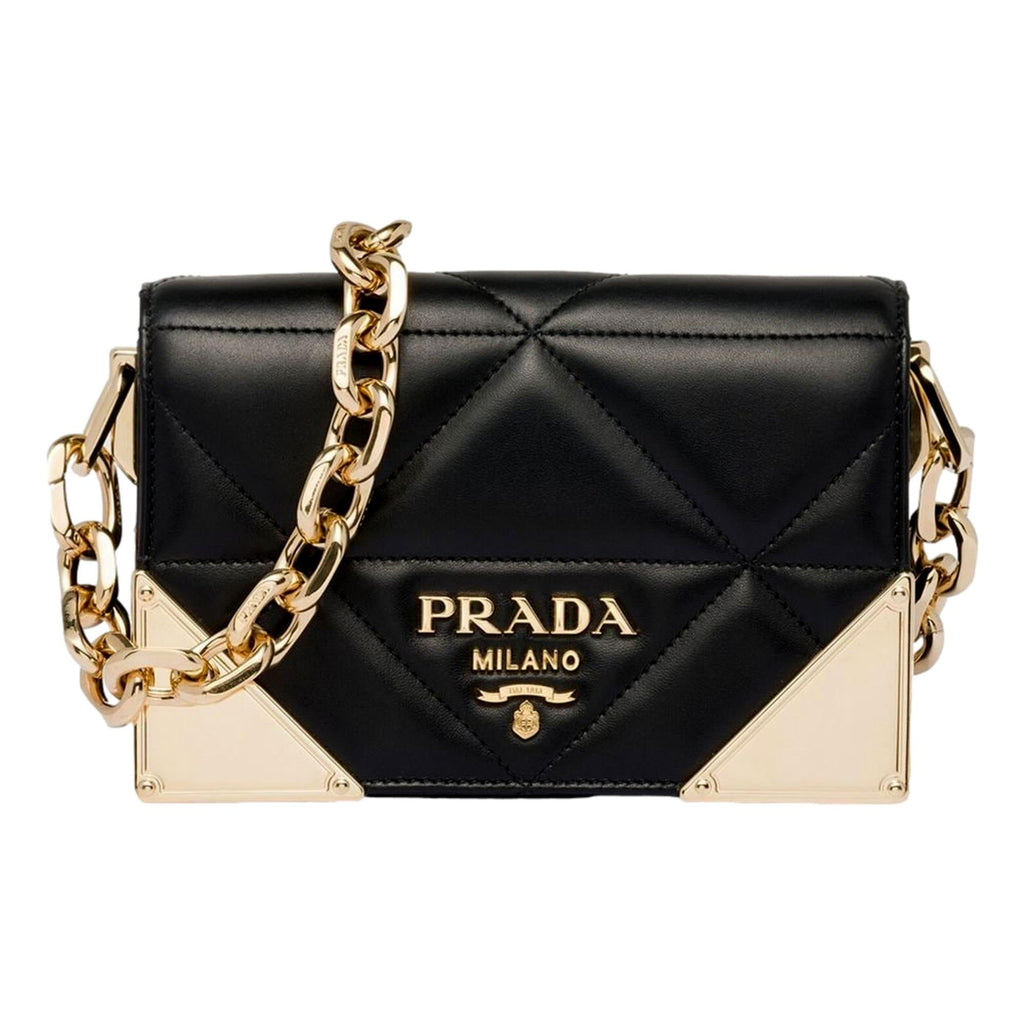 Prada Quilted Nappa Black Leather Shoulder Bag at_Queen_Bee_of_Beverly_Hills