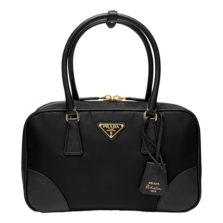Prada Re-Edition 1978 Medium Re-Nylon and Saffiano Leather Two-Handle Bag Black