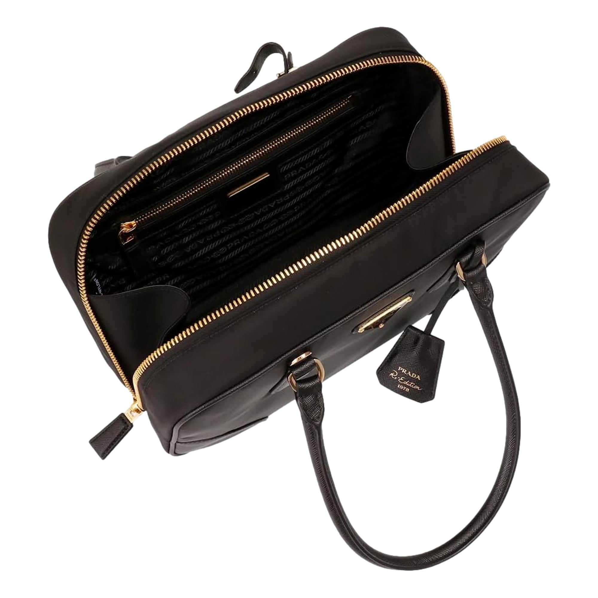 Prada Re-Edition 1978 Medium Re-Nylon and Saffiano Leather Two-Handle Bag Black
