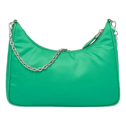 Prada Re-Edition 2005 Green Tessuto Nylon Chain Shoulder Bag - available at Queen Bee of Beverly Hills.