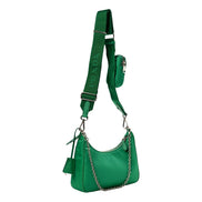 Prada Re-Edition 2005 Green Tessuto Nylon Chain Shoulder Bag - available at Queen Bee of Beverly Hills.