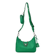 Prada Re-Edition 2005 Green Tessuto Nylon Chain Shoulder Bag - available at Queen Bee of Beverly Hills.