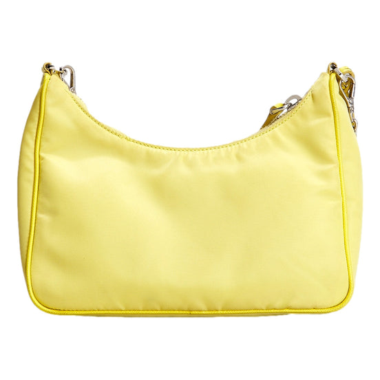 Prada Re-Edition 2005 Yellow Nylon Shoulder Bag with Pouch - available at Queen Bee of Beverly Hills.