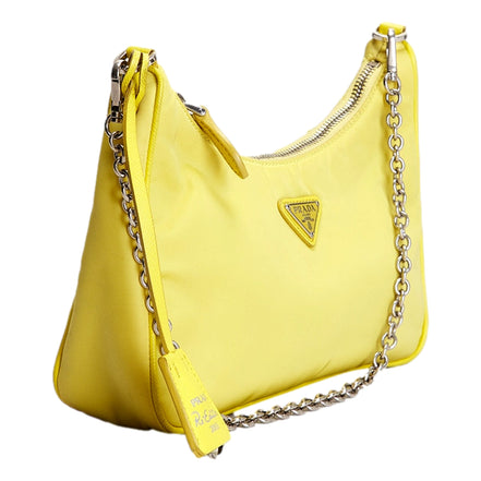 Prada Re-Edition 2005 Yellow Nylon Shoulder Bag with Pouch - available at Queen Bee of Beverly Hills.
