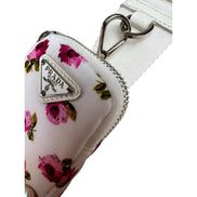 Prada Re-Edition Hobo Bag Tessuto Nylon Womens Mini Pink and White Floral available at Queen Bee of Beverly Hills