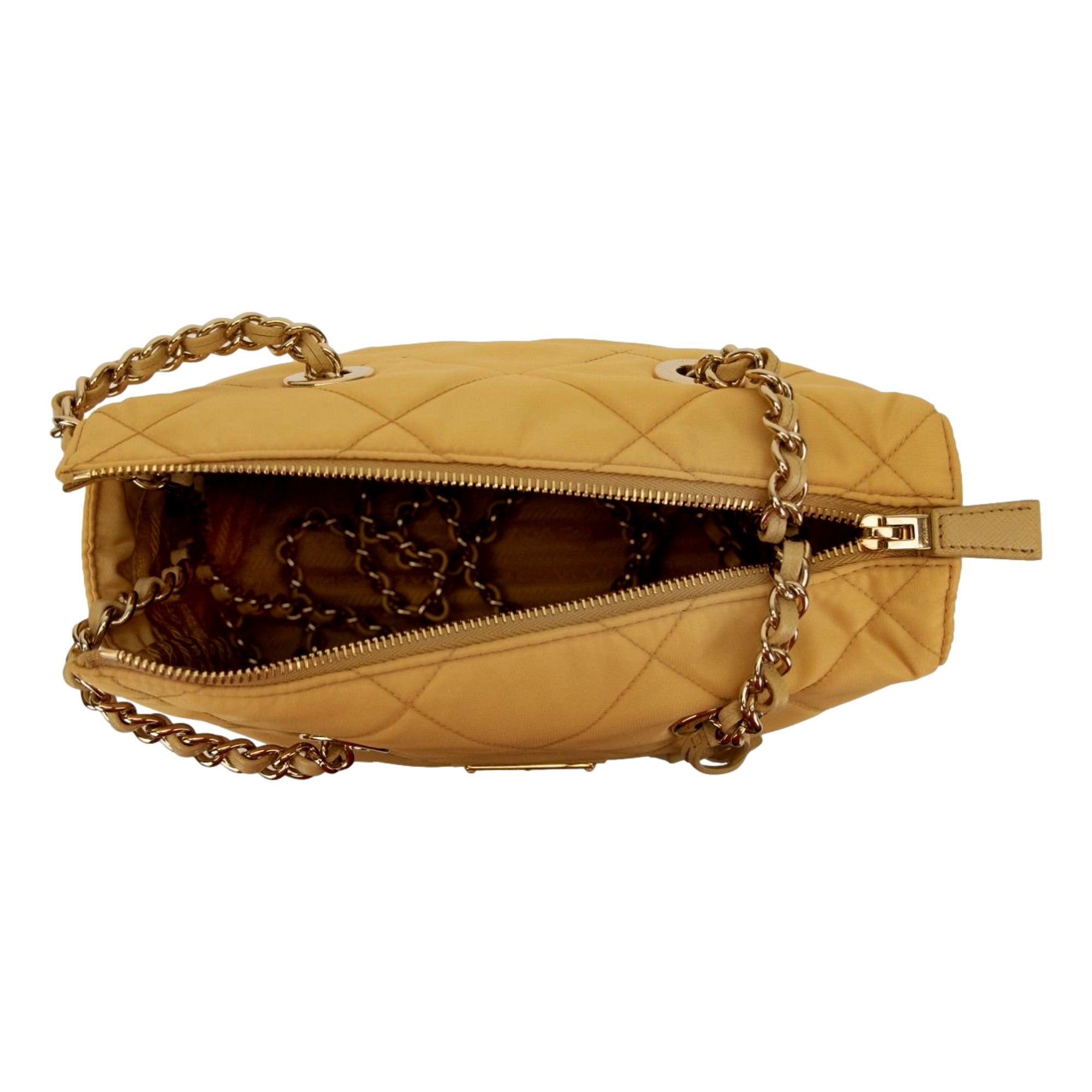 Prada Re-Edition Maize Yellow 1995 Chaîne Re-Nylon Tote Bag available at Queen Bee of Beverly Hills