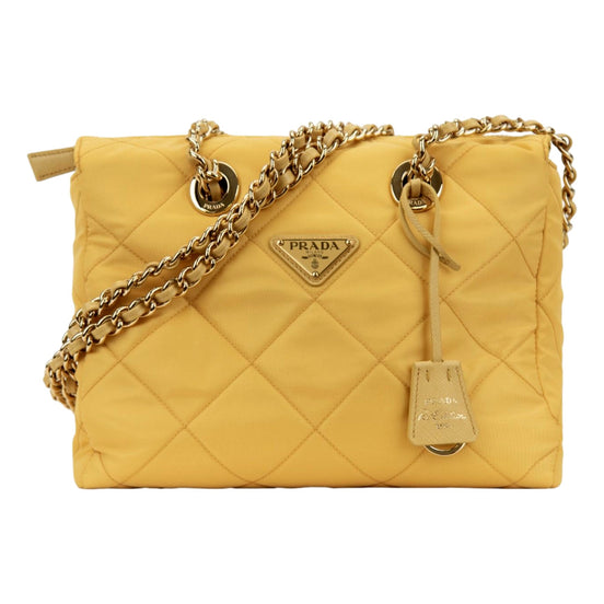 Prada Re-Edition Maize Yellow 1995 Chaîne Re-Nylon Tote Bag available at Queen Bee of Beverly Hills