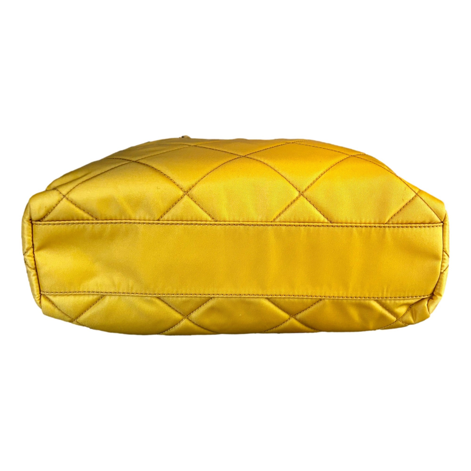 Prada Re-Edition Maize Yellow 1995 Chaîne Re-Nylon Tote Bag available at Queen Bee of Beverly Hills