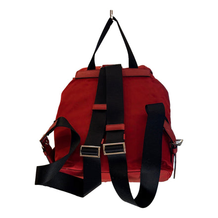 Prada Re-Edition Re-Nylon Drawstring Backpack Fuoco Burgundy Red Medium Womens available at Queen Bee of Beverly Hills