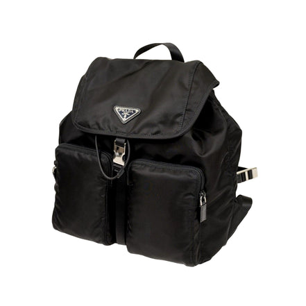 Prada Re-Nylon Black Drawstring Medium Rucksack Backpack available at Queen Bee of Beverly Hills