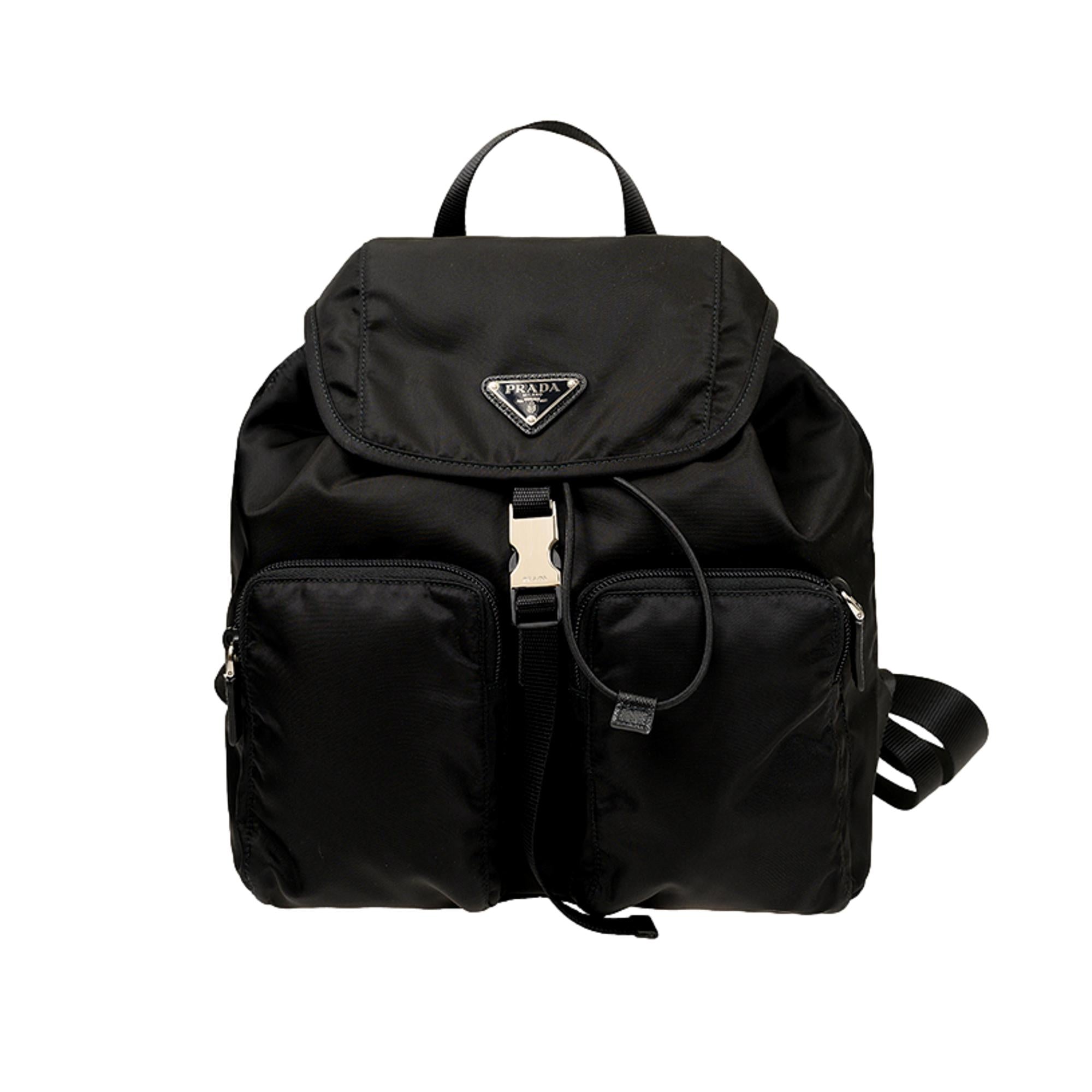 Prada Re-Nylon Black Drawstring Medium Rucksack Backpack available at Queen Bee of Beverly Hills