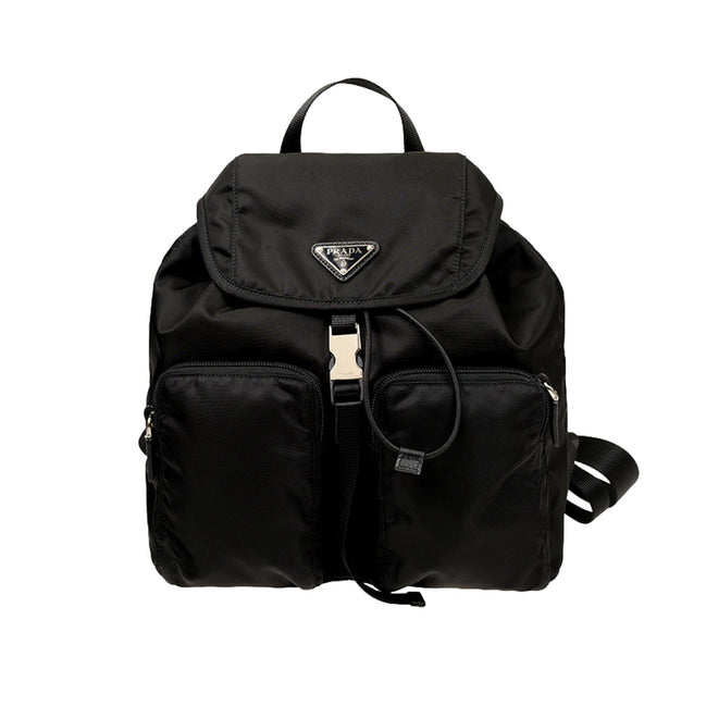 Prada Re-Nylon Black Drawstring Medium Rucksack Backpack available at Queen Bee of Beverly Hills