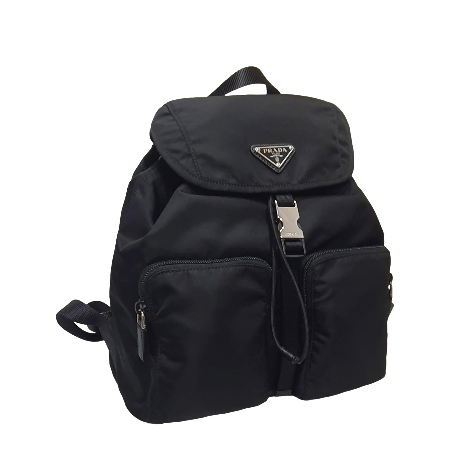 Prada Re-Nylon Black Drawstring Small Rucksack Backpack available at Queen Bee of Beverly Hills