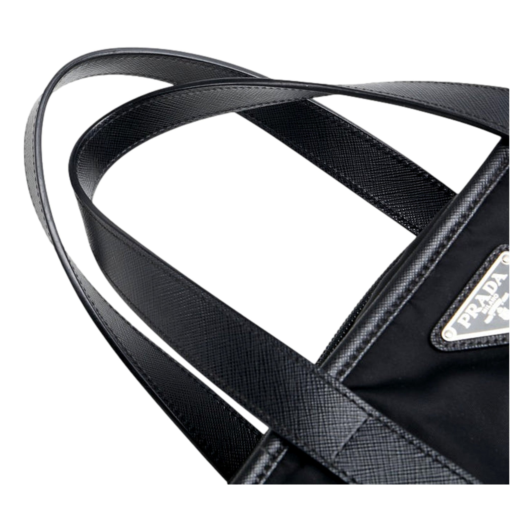 Prada Re-Nylon Black Nylon and Saffiano Large Crossbody Tote Bag available at Queen Bee of Beverly Hills