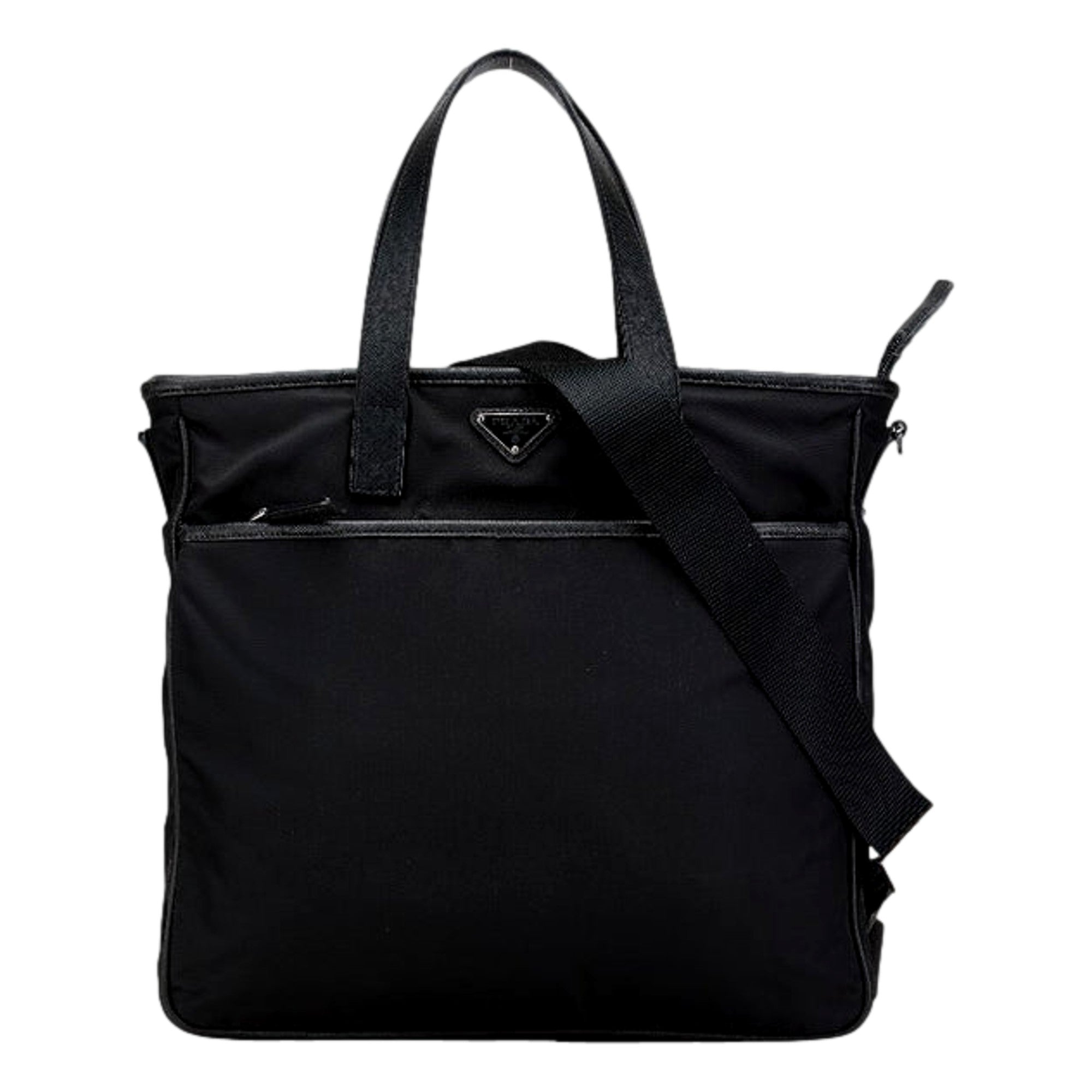 Prada Re-Nylon Black Nylon and Saffiano Large Crossbody Tote Bag available at Queen Bee of Beverly Hills