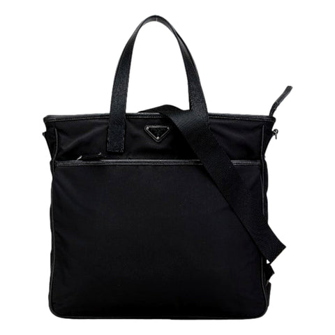 Prada Re-Nylon Black Nylon and Saffiano Large Crossbody Tote Bag available at Queen Bee of Beverly Hills